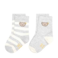 Steiff Kinder Unisex Socken, 2er Pack - Bio-Baumwolle, Teddy-Motiv, Uni/gestreift Socken Für Kinder