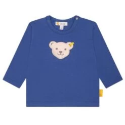 Steiff Baby Langarm-Shirt - Basic, Teddy-Applikation, Cotton Stretch, Uni Langarmshirts Für Kinder