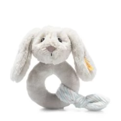 Steiff Soft Cuddly Friends Hoppie Hase Greifling Mit Rassel 14 Cm, Hellgrau Kuscheltiere