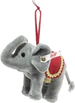 STEIFF 006050 Weihnachtselefant Ornament, 10 Cm, Grau
