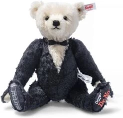 STEIFF 007613 James Bond Dr No Teddybär Mit Musikwerk, Mohair, 30 Cm, Schwarz