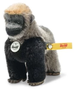 STEIFF 033582 Boogie Gorilla In Box 11 Mohair, Grau/schwarz