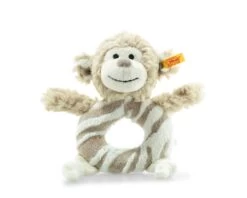 STEIFF 241871 Soft Cuddly Friends Bingo Affe Greifring Mit Rassel 14 Cm Hellbraun