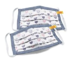 STEIFF 601439 Set 2-teilig Kinder Mund-Nase-Maske Teddykopf Blau